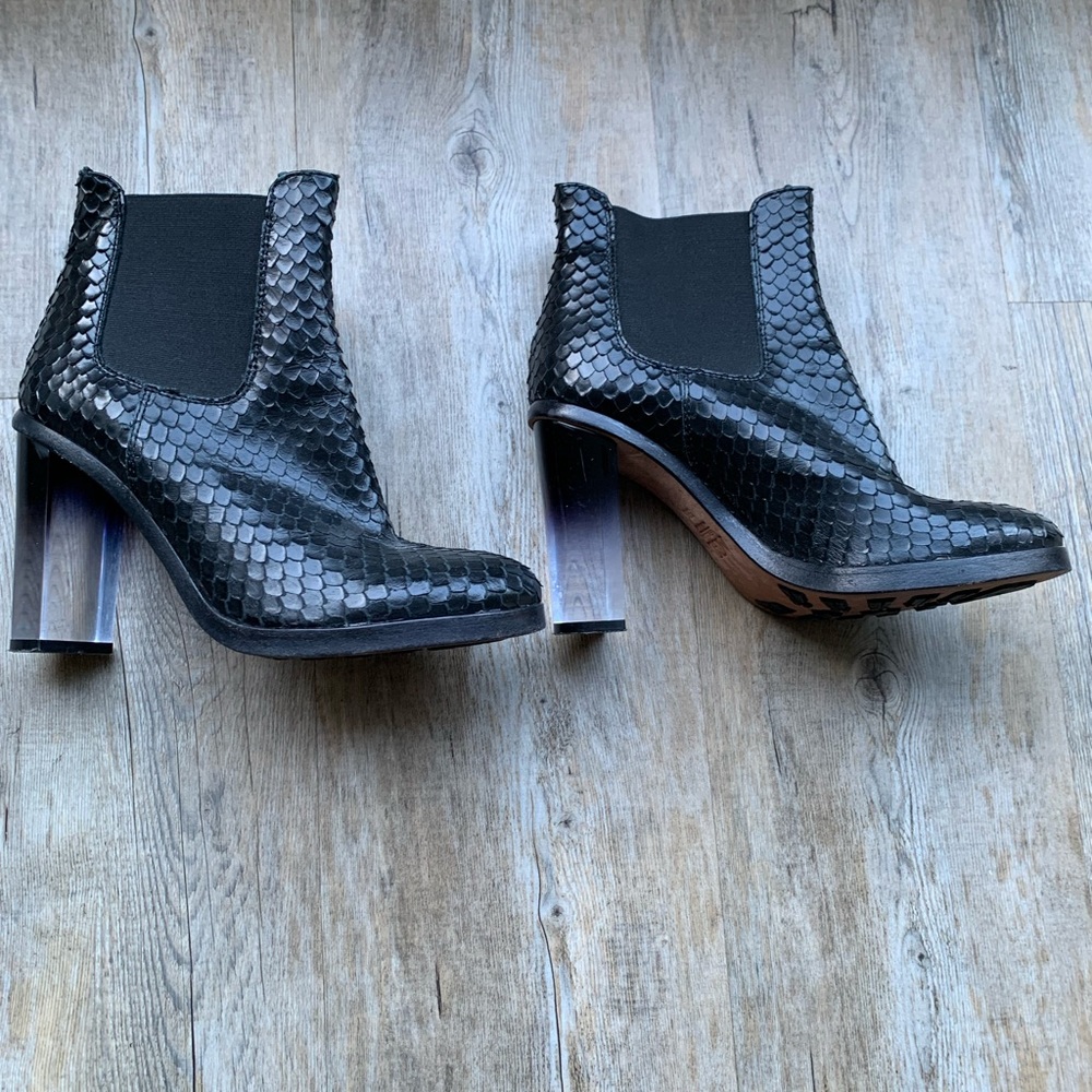 AGL Snakeskin translucent heel ankle boots